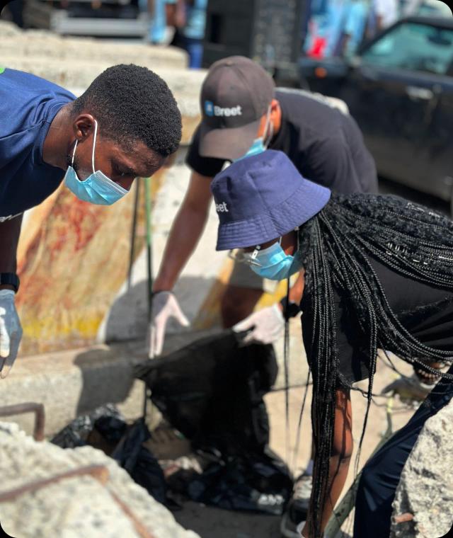 a group of people working