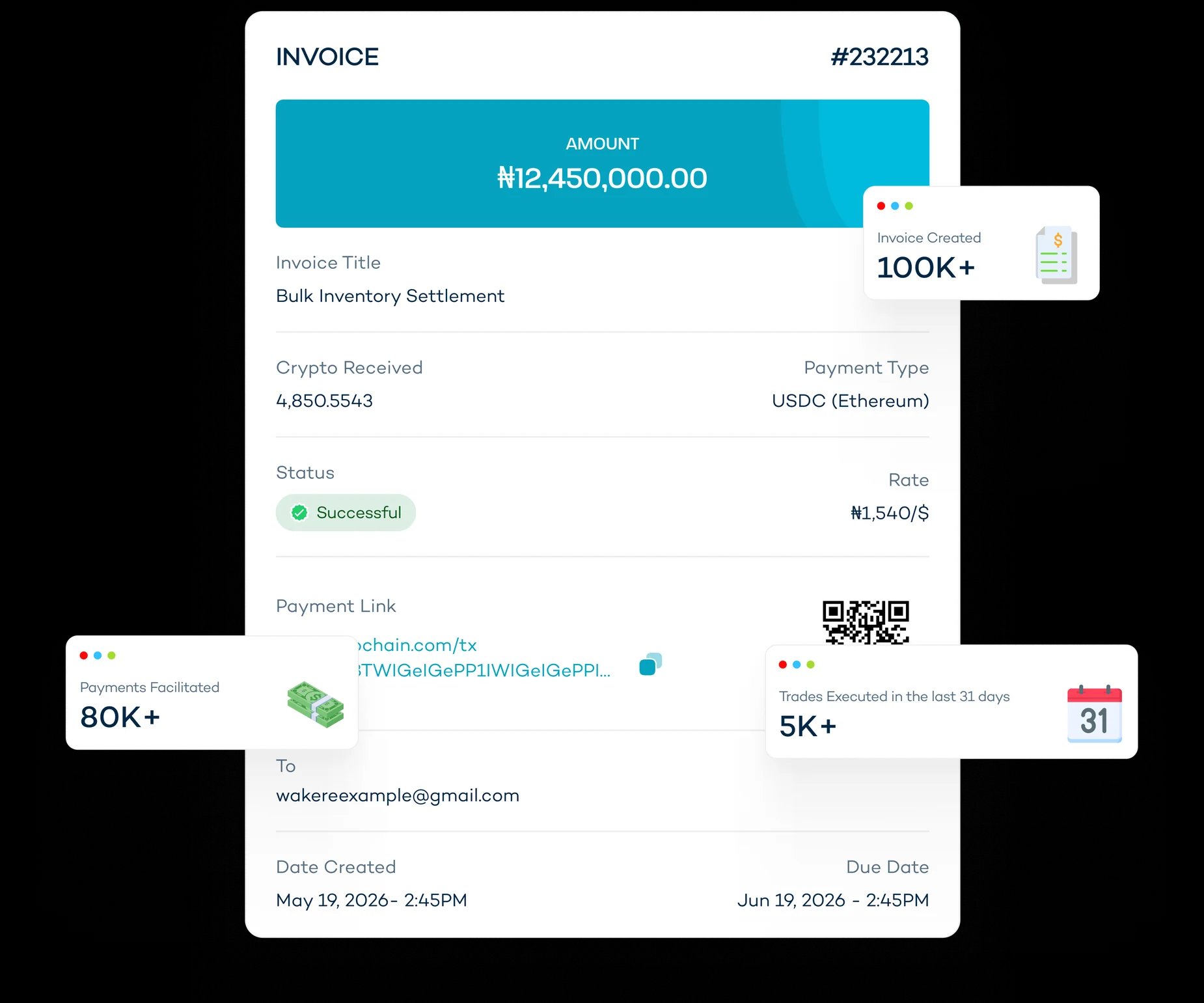 Crypto invoice preview