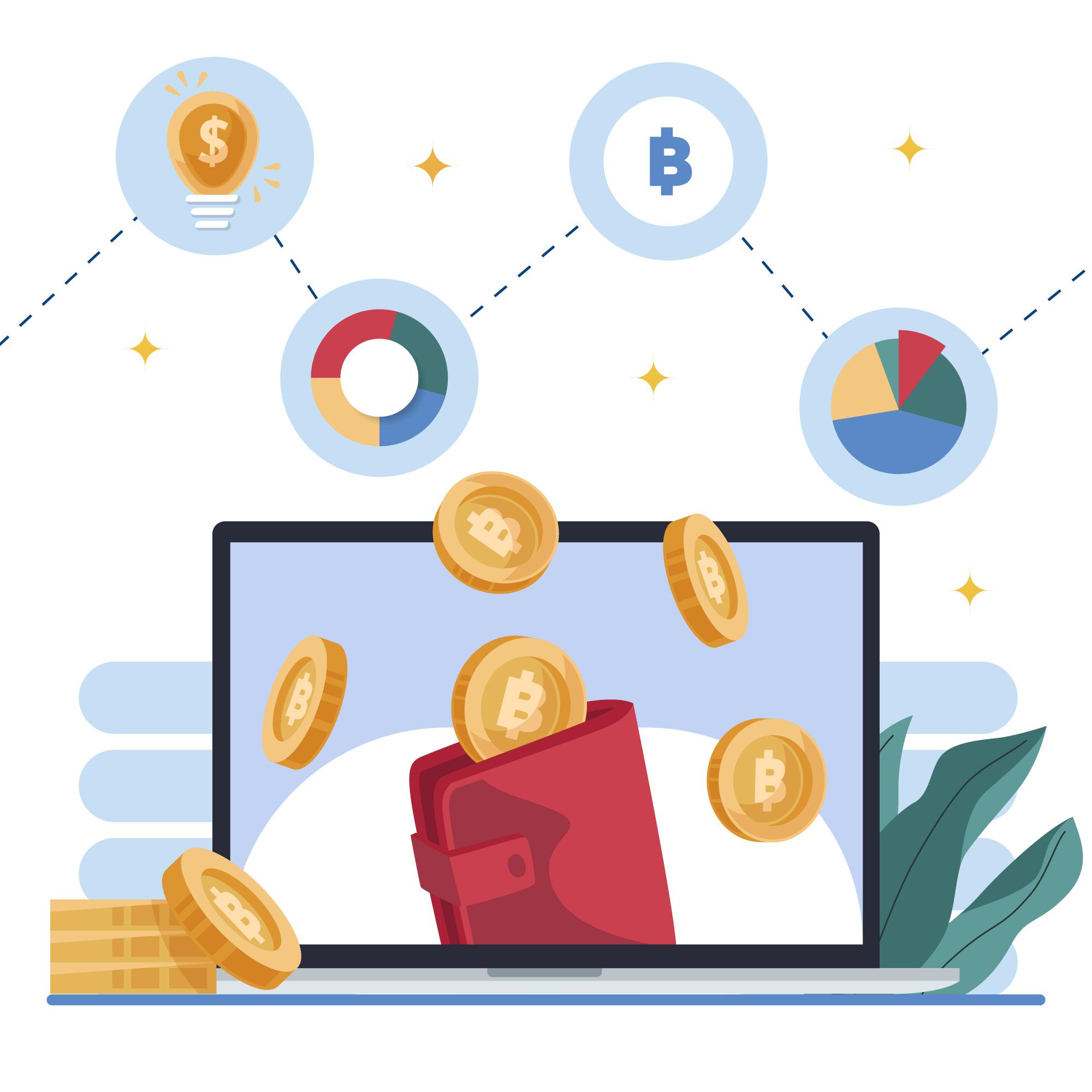 Concept of making money with Bitcoin