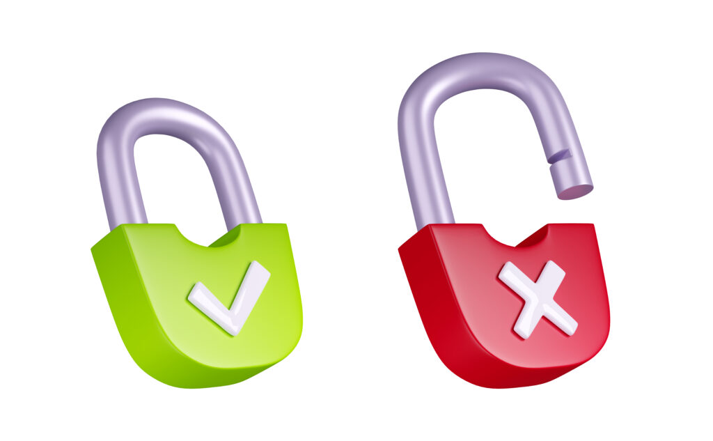 Red and green padlock